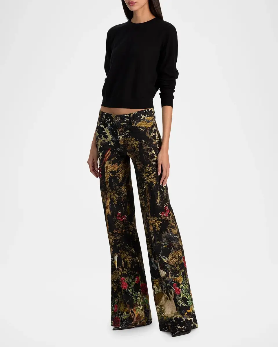 Alice + Olivia Roxie Embroidered Wide-Leg Jeans | Thumbnail 2 Alice + Olivia Roxie Embroidered Wide-Leg Jeans | Thumbnail 2
