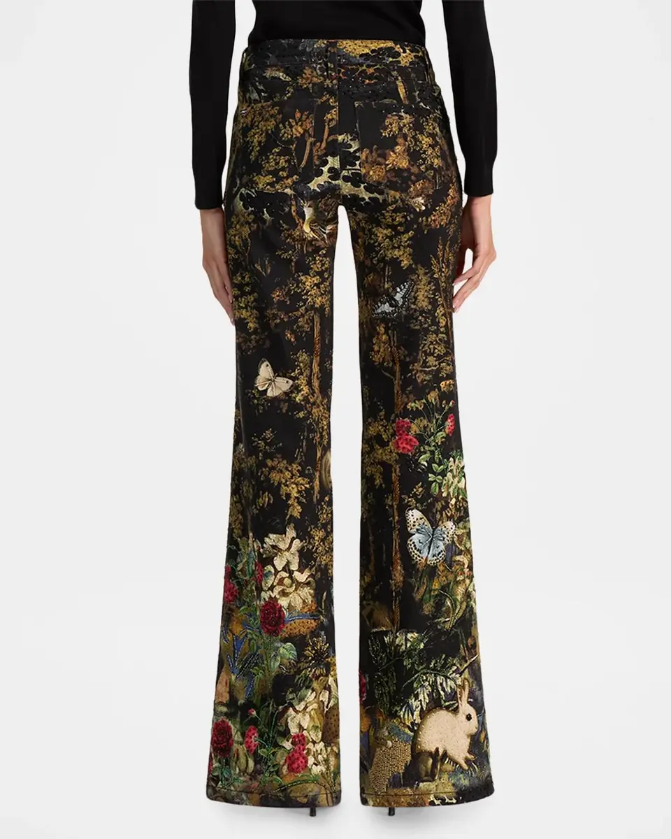 Alice + Olivia Roxie Embroidered Wide-Leg Jeans | Thumbnail 3 Alice + Olivia Roxie Embroidered Wide-Leg Jeans | Thumbnail 3