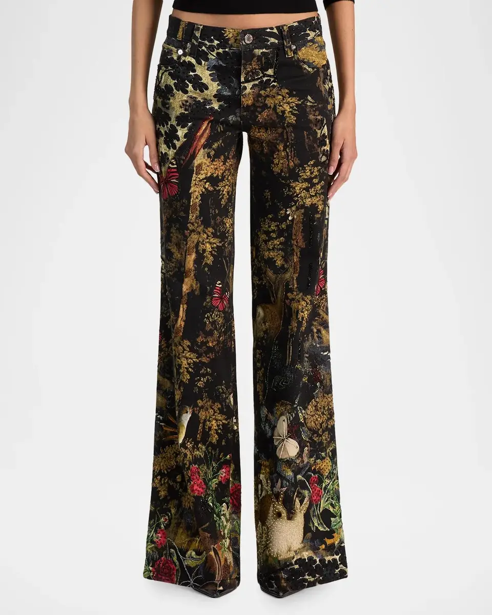 Alice + Olivia Roxie Embroidered Wide-Leg Jeans | Thumbnail 4 Alice + Olivia Roxie Embroidered Wide-Leg Jeans | Thumbnail 4