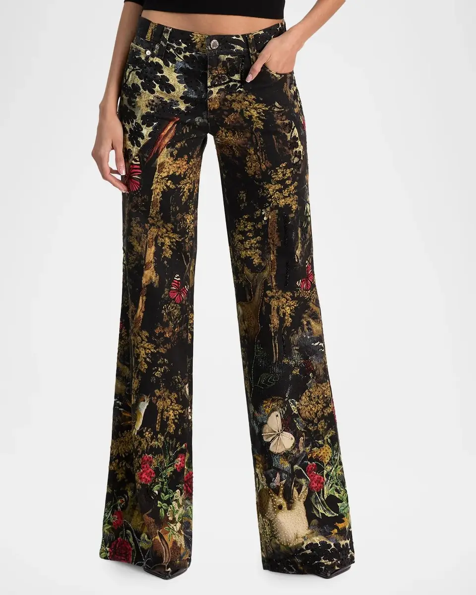 Alice + Olivia Roxie Embroidered Wide-Leg Jeans | Thumbnail 6 Alice + Olivia Roxie Embroidered Wide-Leg Jeans | Thumbnail 6