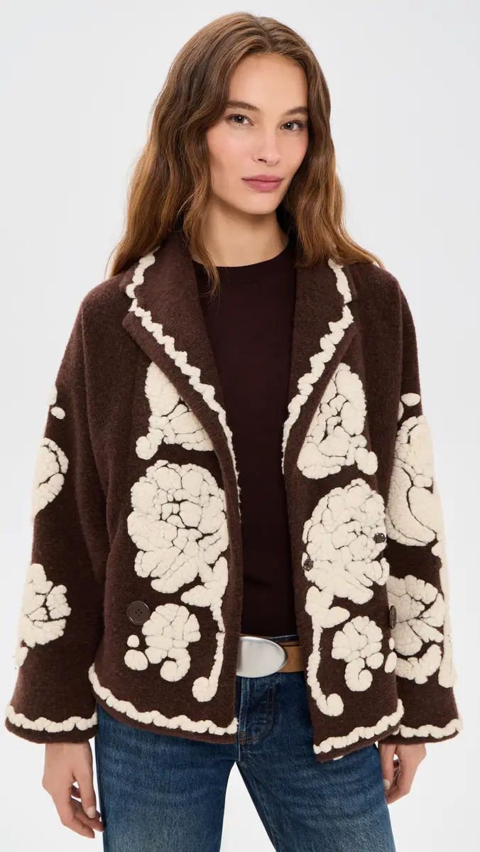 Farm Rio Flowers Brown Coat | Thumbnail 2 Farm Rio Flowers Brown Coat | Thumbnail 2