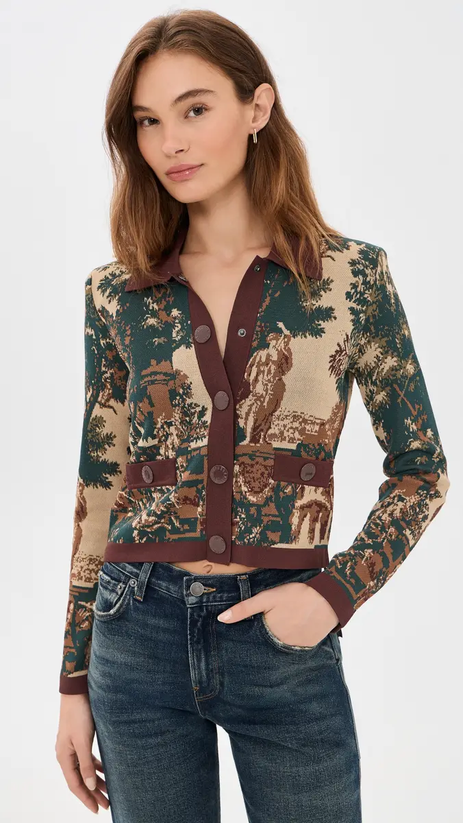 L'Agence Osiris Jacquard Collared Cardigan | Thumbnail 2 L'Agence Osiris Jacquard Collared Cardigan | Thumbnail 2