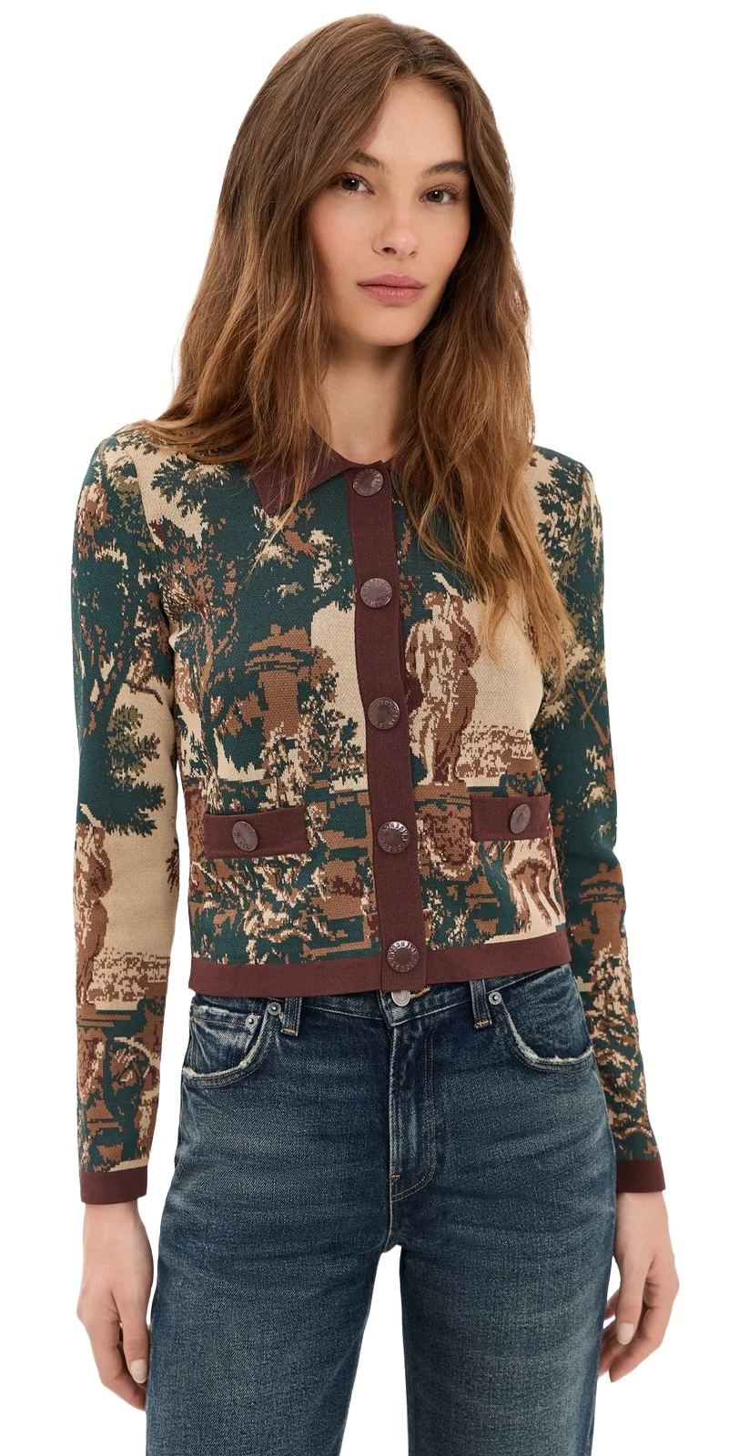L'Agence Osiris Jacquard Collared Cardigan
