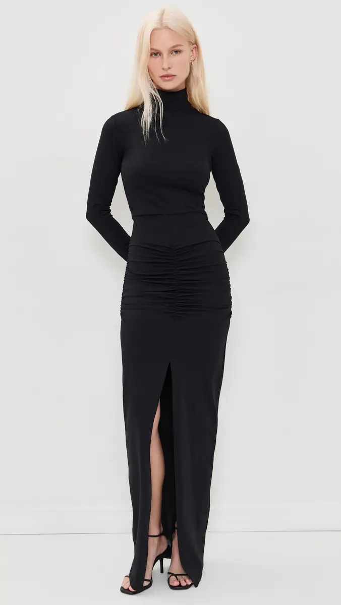 susana monaco Mock Neck Slit Front Dress | Thumbnail 2 susana monaco Mock Neck Slit Front Dress | Thumbnail 2