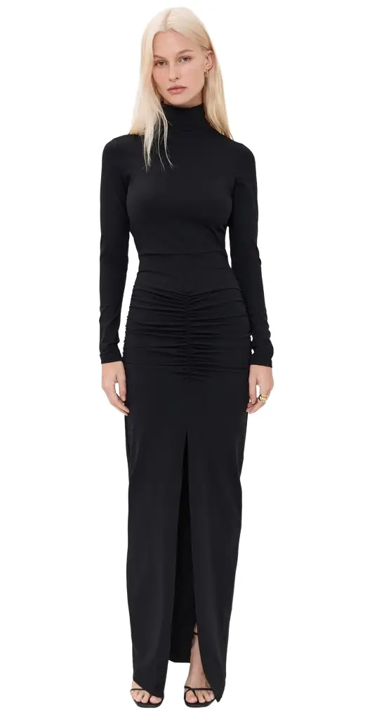 susana monaco Mock Neck Slit Front Dress