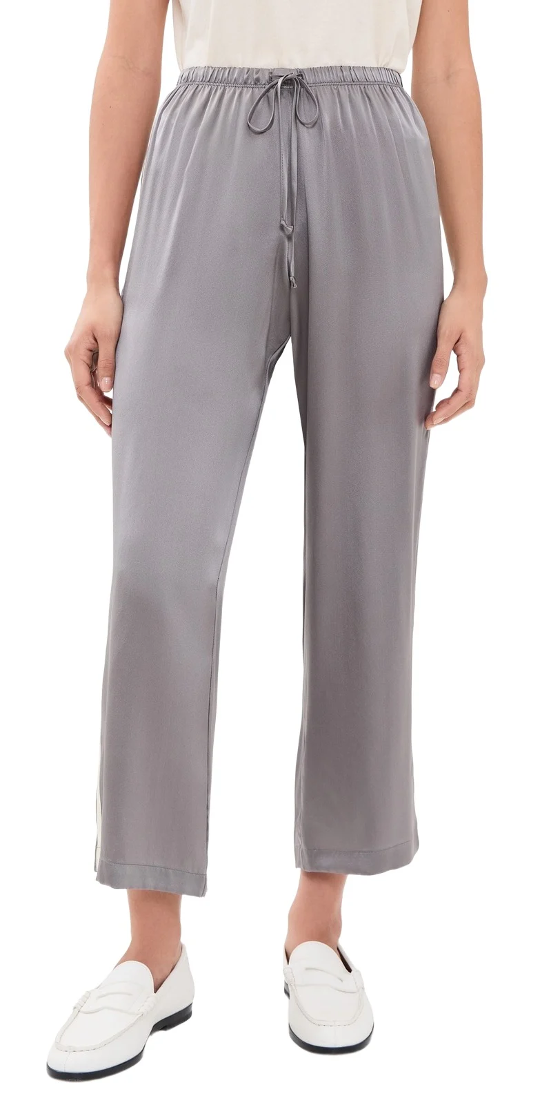 The Silk Stripe Crop Pants