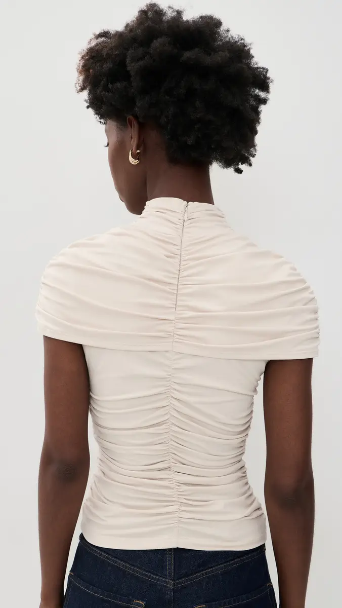 susana monaco Mock Neck Overlay Gathered Top | Thumbnail 3 susana monaco Mock Neck Overlay Gathered Top | Thumbnail 3