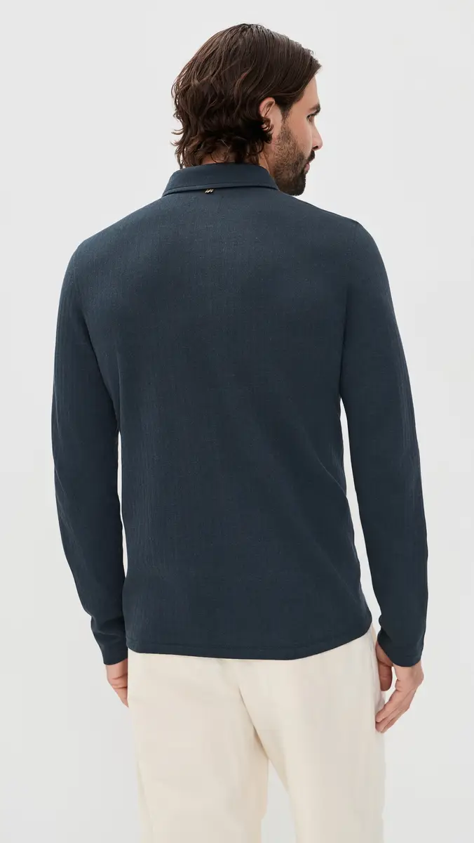 Billy Reid Long-Sleeve Herringbone Polo | Thumbnail 3 Billy Reid Long-Sleeve Herringbone Polo | Thumbnail 3