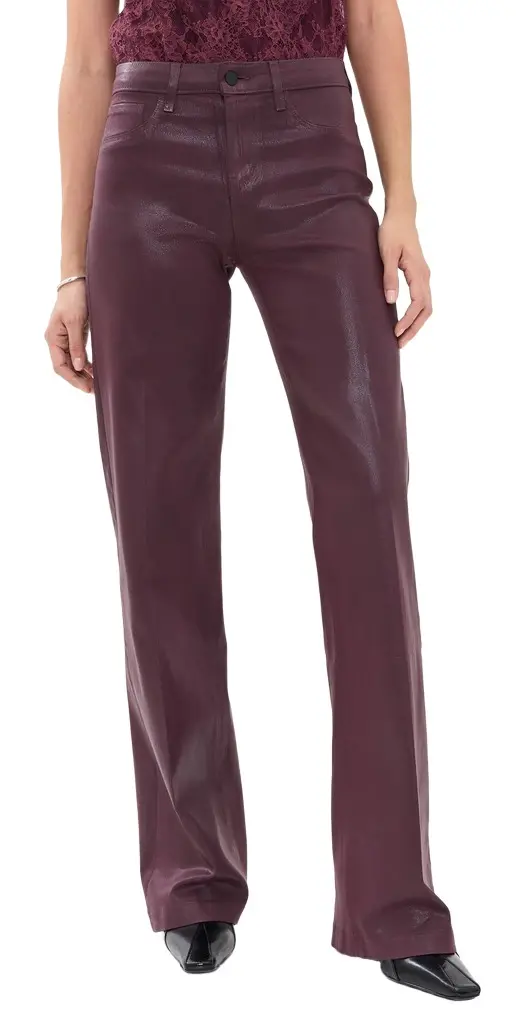 L'Agence Clayton High Rise Wide Leg Faux Leather Jeans