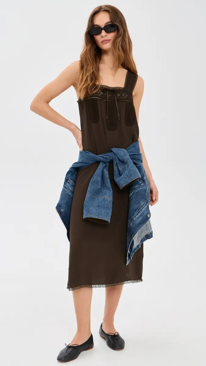 Madewell Lace Insert Tie Front Midi Dress | Thumbnail 5 Madewell Lace Insert Tie Front Midi Dress | Thumbnail 5