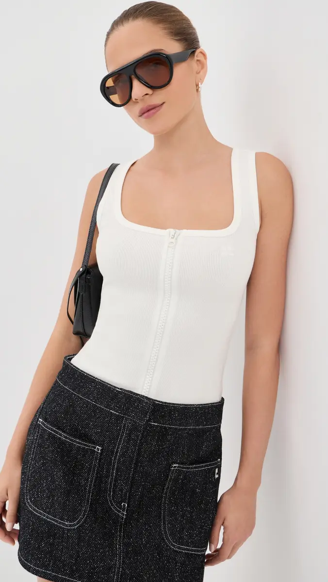 Courrèges 90'S Rib Zipped Tank Top | Thumbnail 2 Courrèges 90'S Rib Zipped Tank Top | Thumbnail 2
