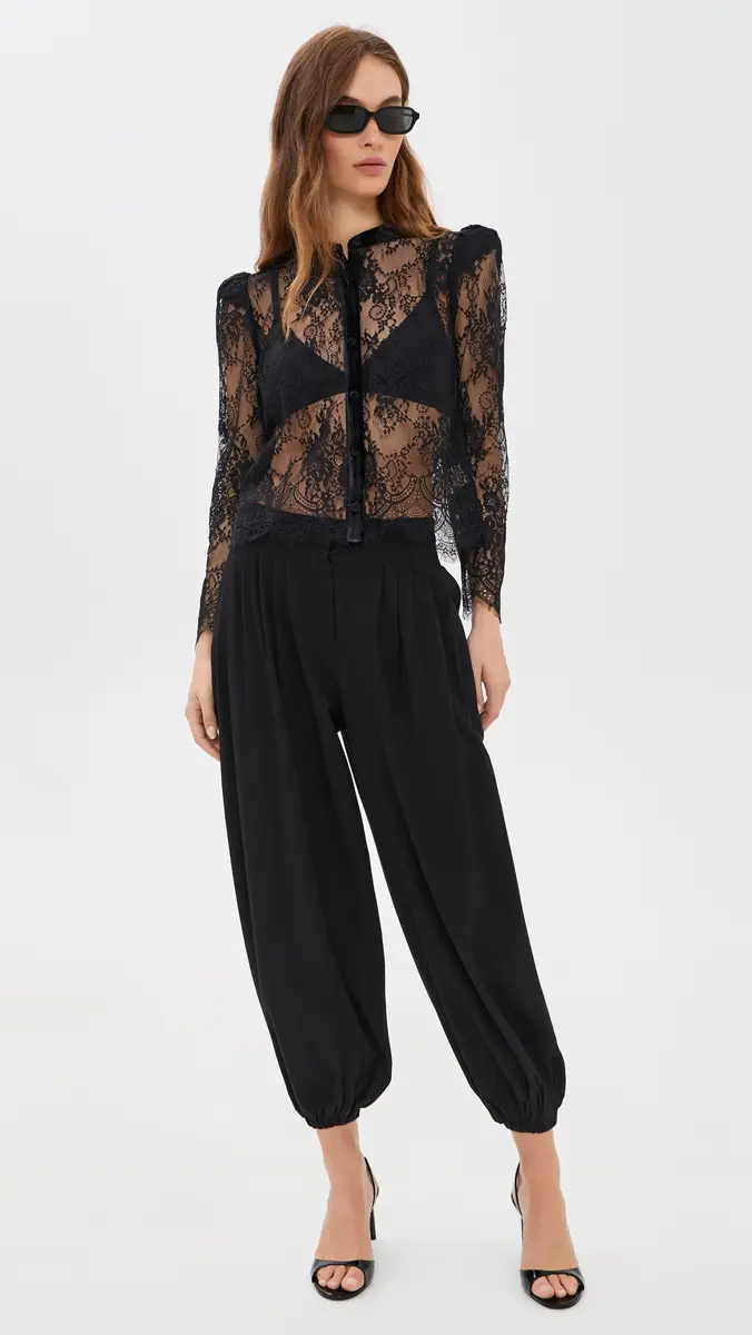 L'Agence Dorothea Velvet Trim Lace Blouse | Thumbnail 5 L'Agence Dorothea Velvet Trim Lace Blouse | Thumbnail 5