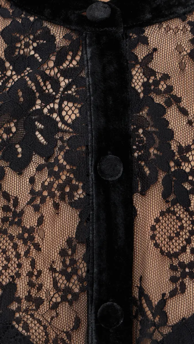 L'Agence Dorothea Velvet Trim Lace Blouse | Thumbnail 6 L'Agence Dorothea Velvet Trim Lace Blouse | Thumbnail 6