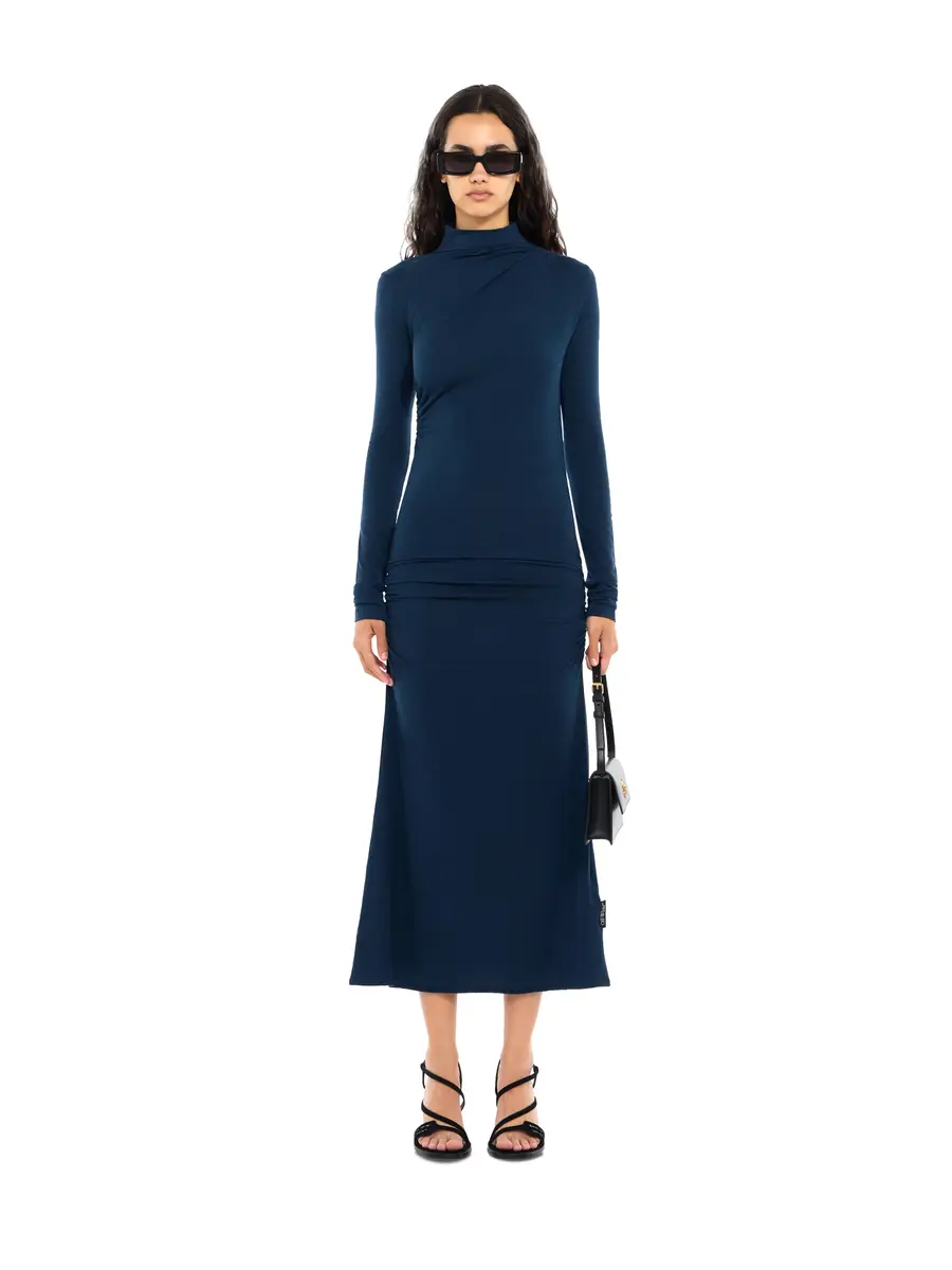 Off-White Draped Turtleneck Midi Dress | Thumbnail 2 Off-White Draped Turtleneck Midi Dress | Thumbnail 2