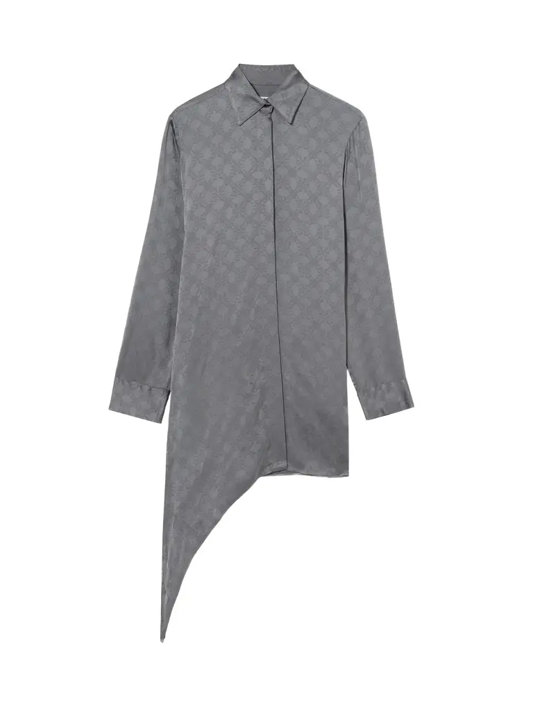 Off-White Monogram Jacquard Asymmetric Shirt Dress