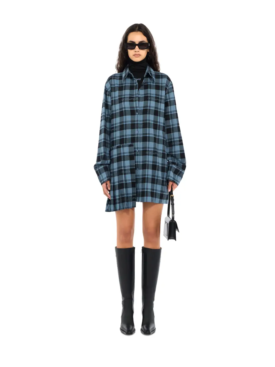 Off-White Check Flannel Panel Mini Dress | Thumbnail 2 Off-White Check Flannel Panel Mini Dress | Thumbnail 2