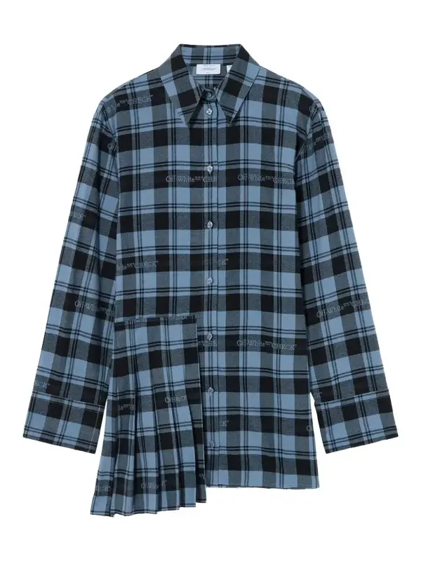 Off-White Check Flannel Panel Mini Dress