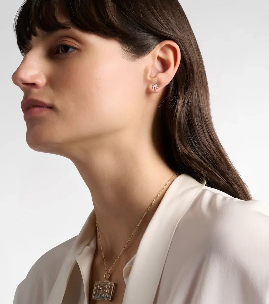 Yvonne Léon Yvonne Léon Palmier and Le Cubo 9kt gold earring and pendant set with turquoise and diamonds | Thumbnail 2 Yvonne Léon Yvonne Léon Palmier and Le Cubo 9kt gold earring and pendant set with turquoise and diamonds | Thumbnail 2
