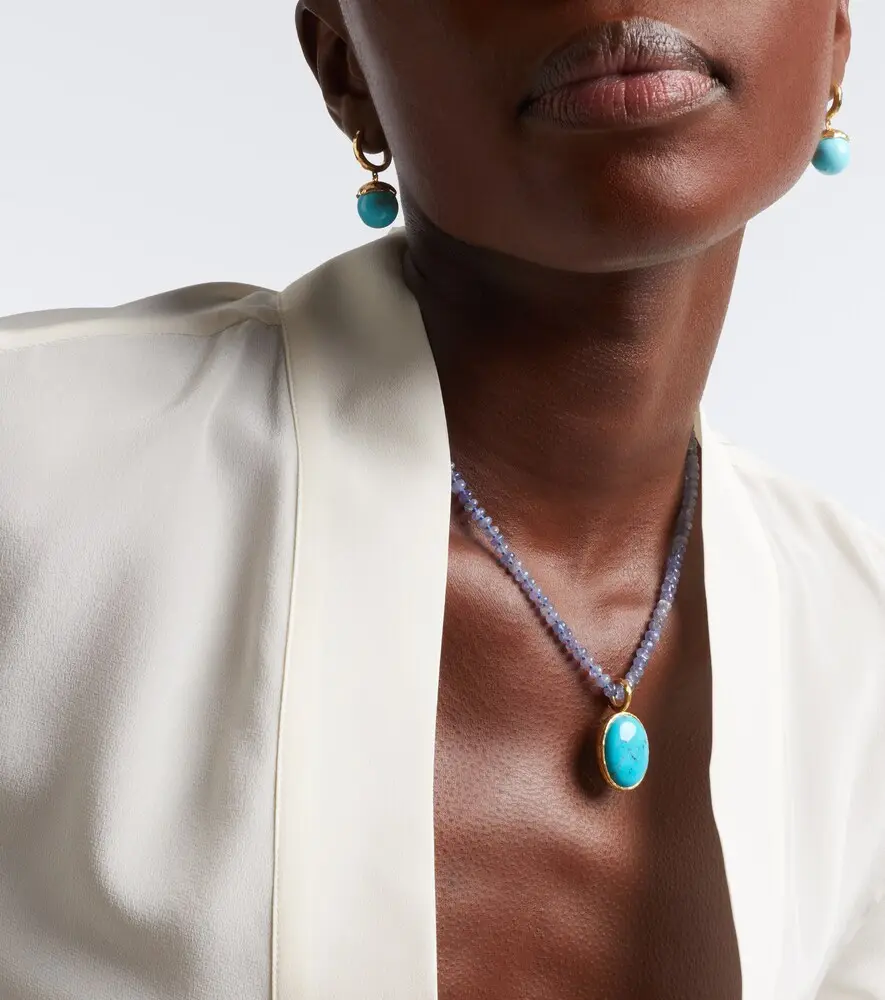 Octavia Elizabeth Hidden Gem 18kt gold beaded necklace with tanzanites and turquoise | Thumbnail 4 Octavia Elizabeth Hidden Gem 18kt gold beaded necklace with tanzanites and turquoise | Thumbnail 4