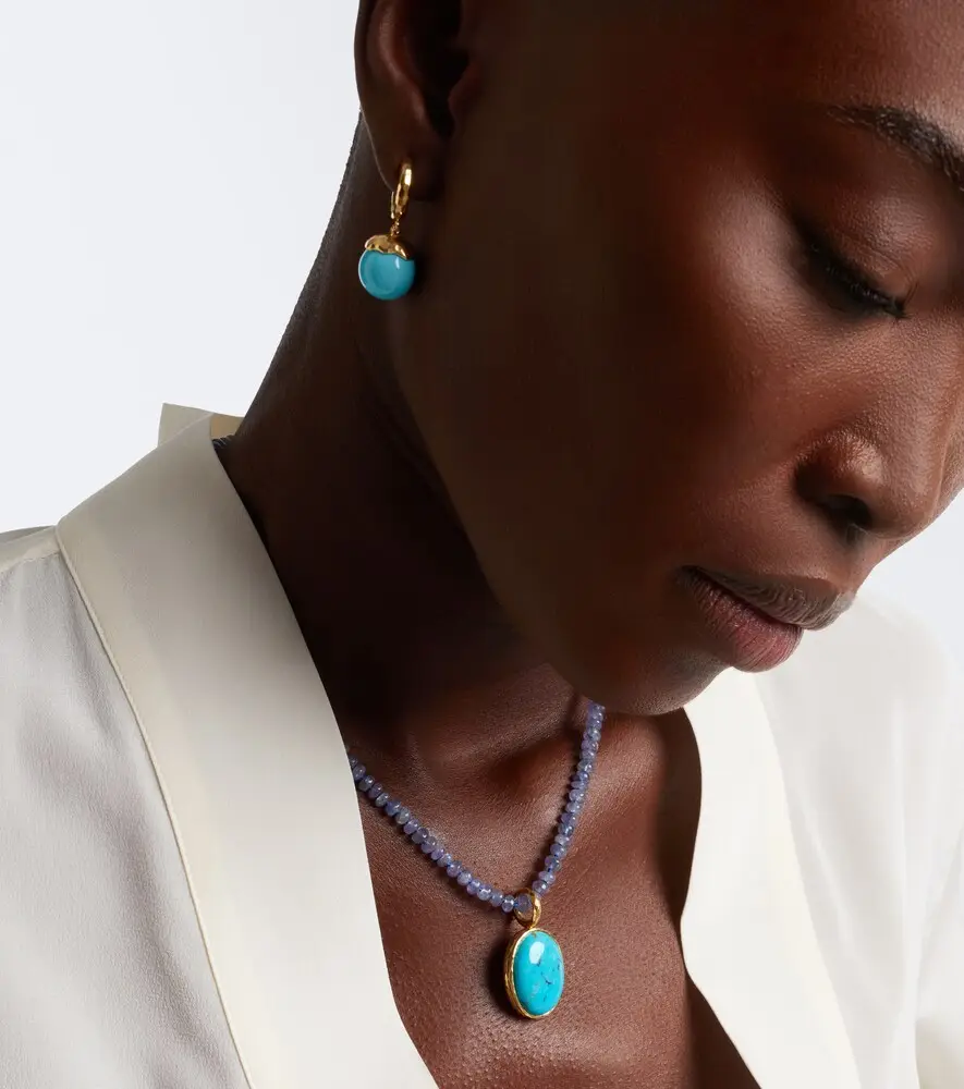 Octavia Elizabeth Hidden Gem 18kt gold beaded necklace with tanzanites and turquoise | Thumbnail 5 Octavia Elizabeth Hidden Gem 18kt gold beaded necklace with tanzanites and turquoise | Thumbnail 5