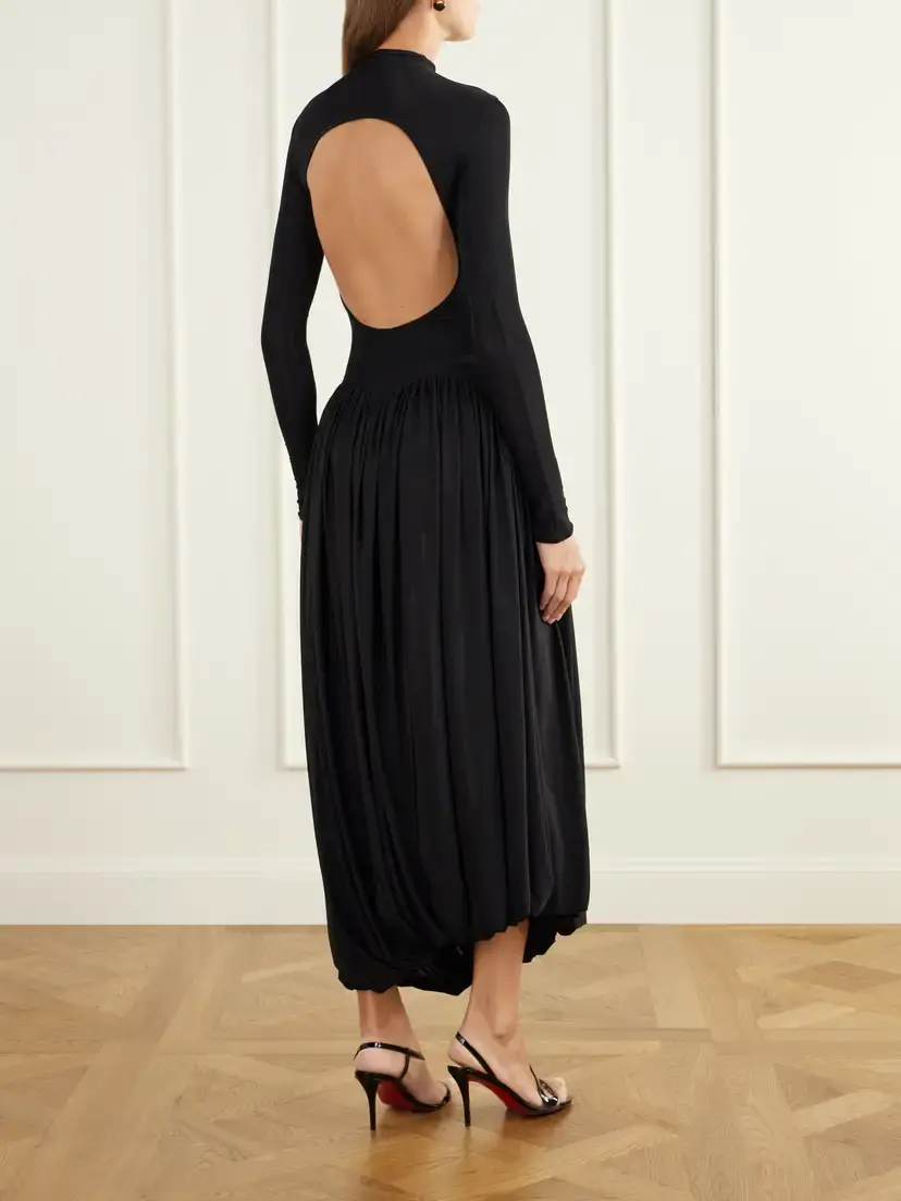 Maygel Coronel Onix Open-back Gathered Jersey Midi Dress | Thumbnail 3