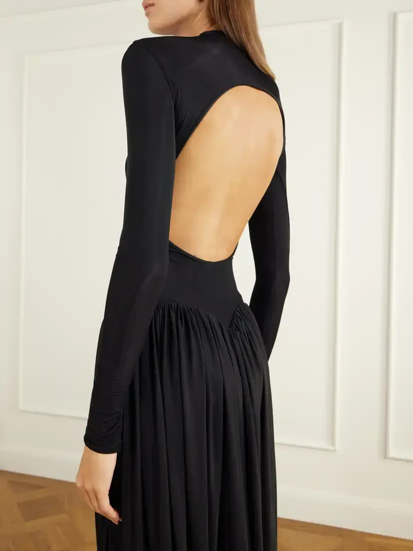Maygel Coronel Onix Open-back Gathered Jersey Midi Dress | Thumbnail 4