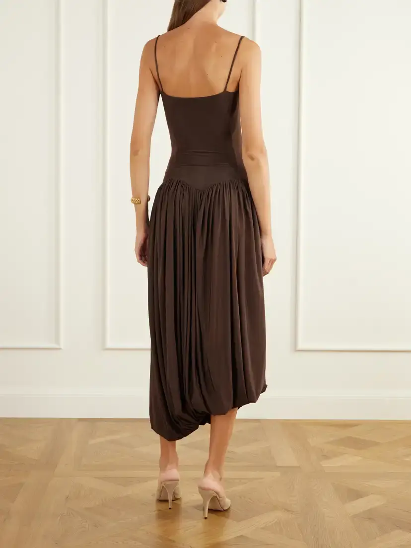 Maygel Coronel Ceniza Ruched Gathered Jersey Midi Dress | Thumbnail 3