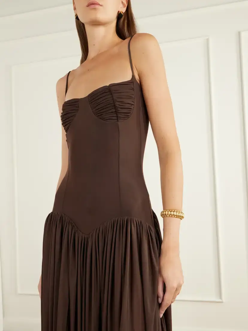 Maygel Coronel Ceniza Ruched Gathered Jersey Midi Dress | Thumbnail 4