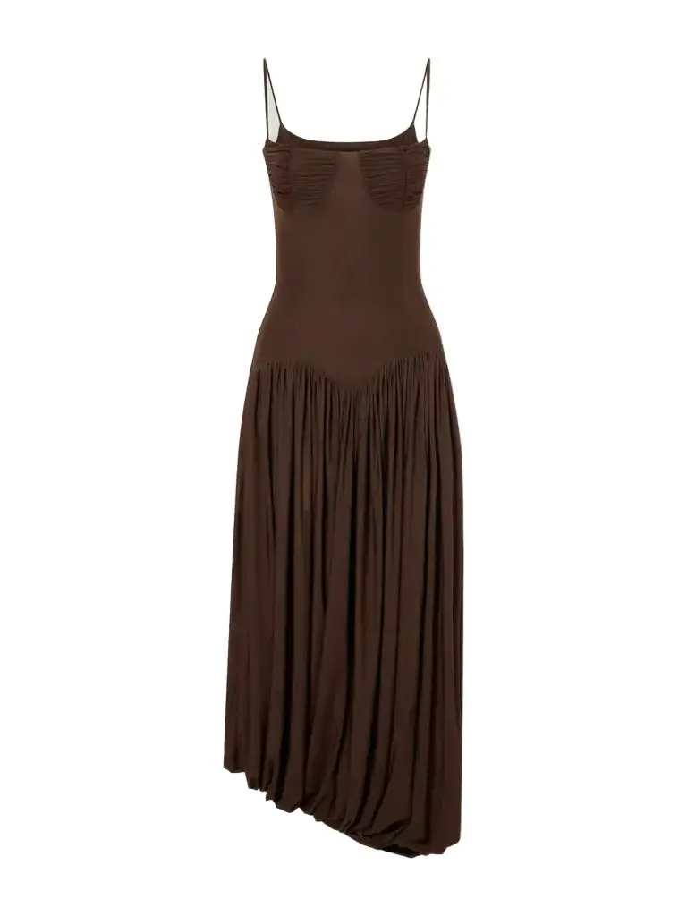 Ceniza Ruched Gathered Jersey Midi Dress Ceniza Ruched Gathered Jersey Midi Dress