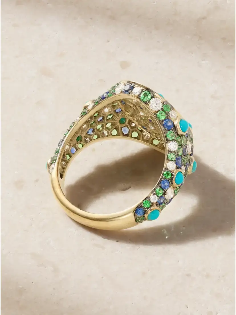 Yvonne Léon Chevalière 9-karat Gold Multi-stones Ring | Thumbnail 3 Yvonne Léon Chevalière 9-karat Gold Multi-stones Ring | Thumbnail 3