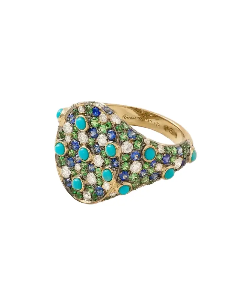 Chevalière 9-karat Gold Multi-stones Ring Chevalière 9-karat Gold Multi-stones Ring