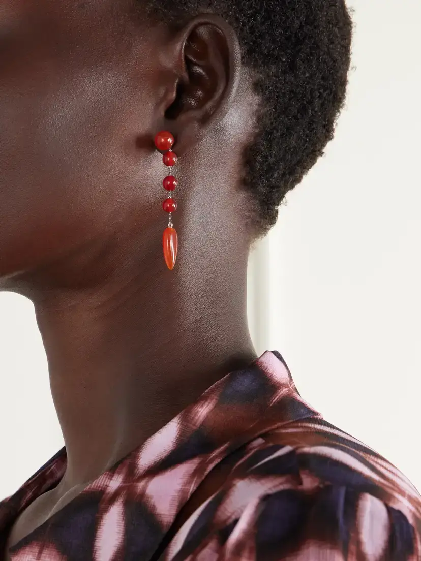Sophie Buhai Phoenician Small Sterling Silver And Carnelian Beaded Earrings | Thumbnail 2 Sophie Buhai Phoenician Small Sterling Silver And Carnelian Beaded Earrings | Thumbnail 2