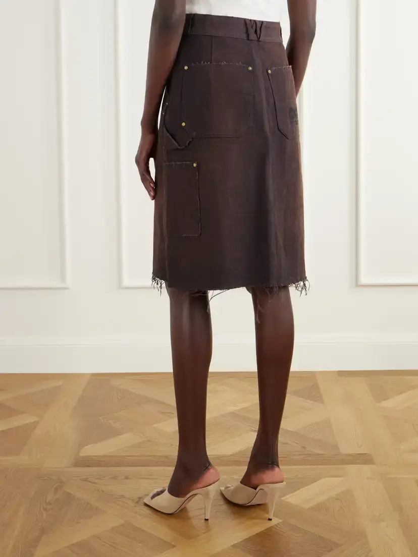 Willy Chavarria Workwear Faded Frayed Cotton Duck-canvas Knee-lenght Skirt | Thumbnail 3 Willy Chavarria Workwear Faded Frayed Cotton Duck-canvas Knee-lenght Skirt | Thumbnail 3