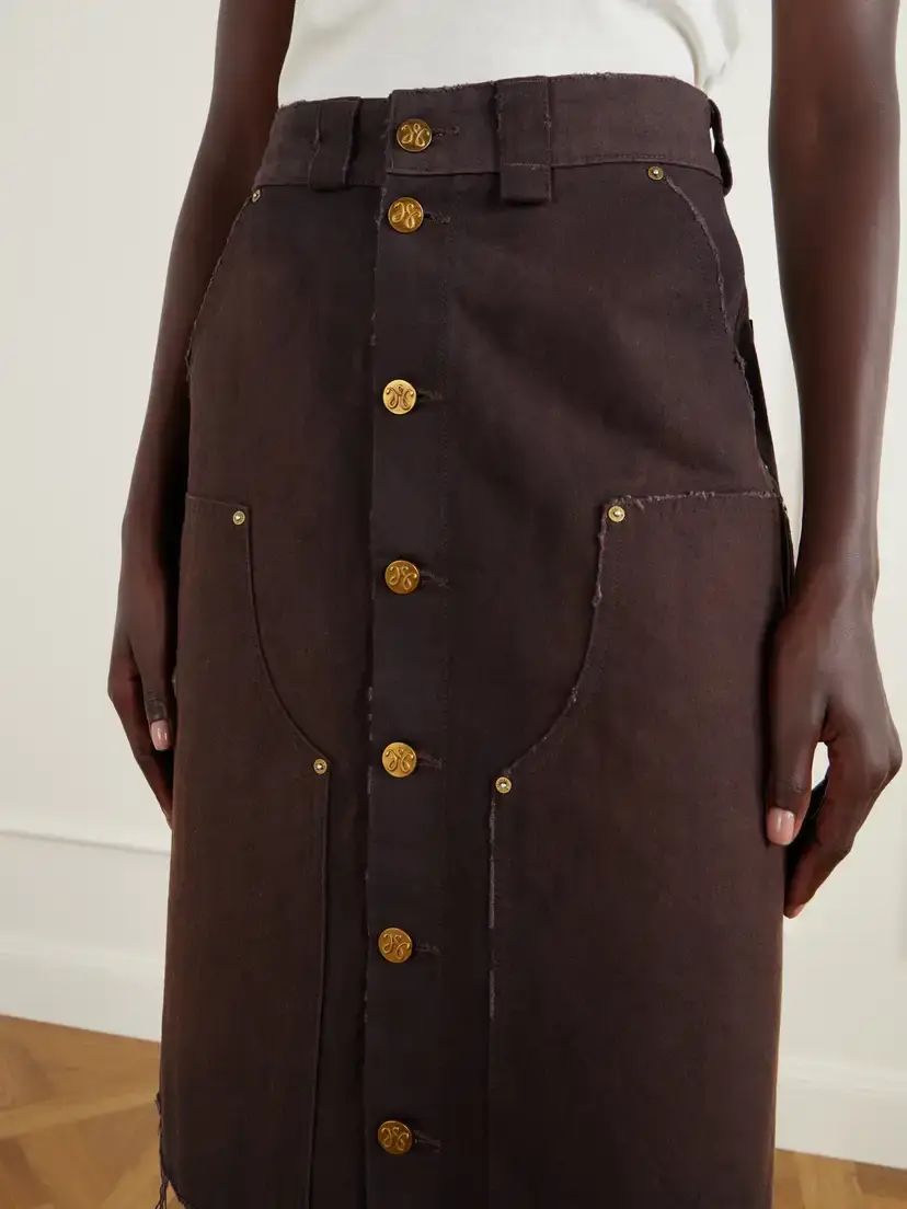 Willy Chavarria Workwear Faded Frayed Cotton Duck-canvas Knee-lenght Skirt | Thumbnail 4 Willy Chavarria Workwear Faded Frayed Cotton Duck-canvas Knee-lenght Skirt | Thumbnail 4