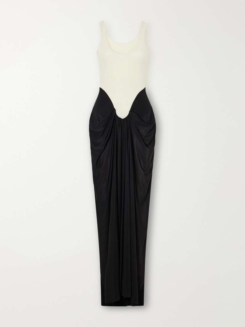 Aria Ruched Two-tone Jersey Maxi Dress