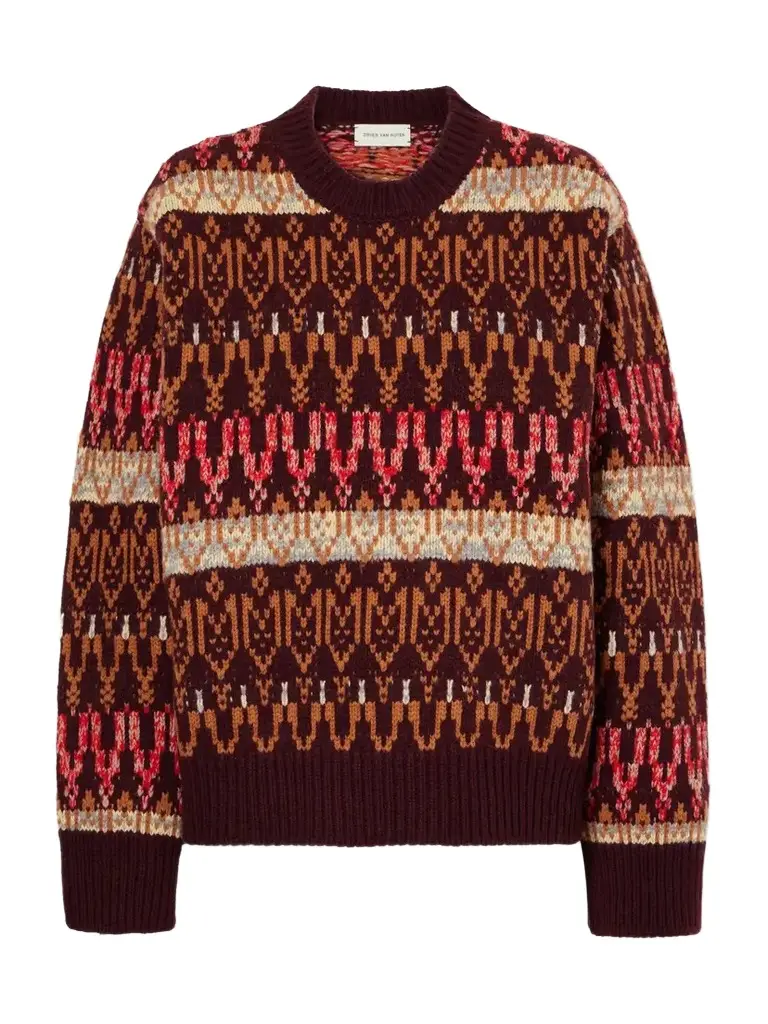 Fair Isle Intarsia-knit Wool And Cashmere-blend Sweater - Burgundy Fair Isle Intarsia-knit Wool And Cashmere-blend Sweater - Burgundy