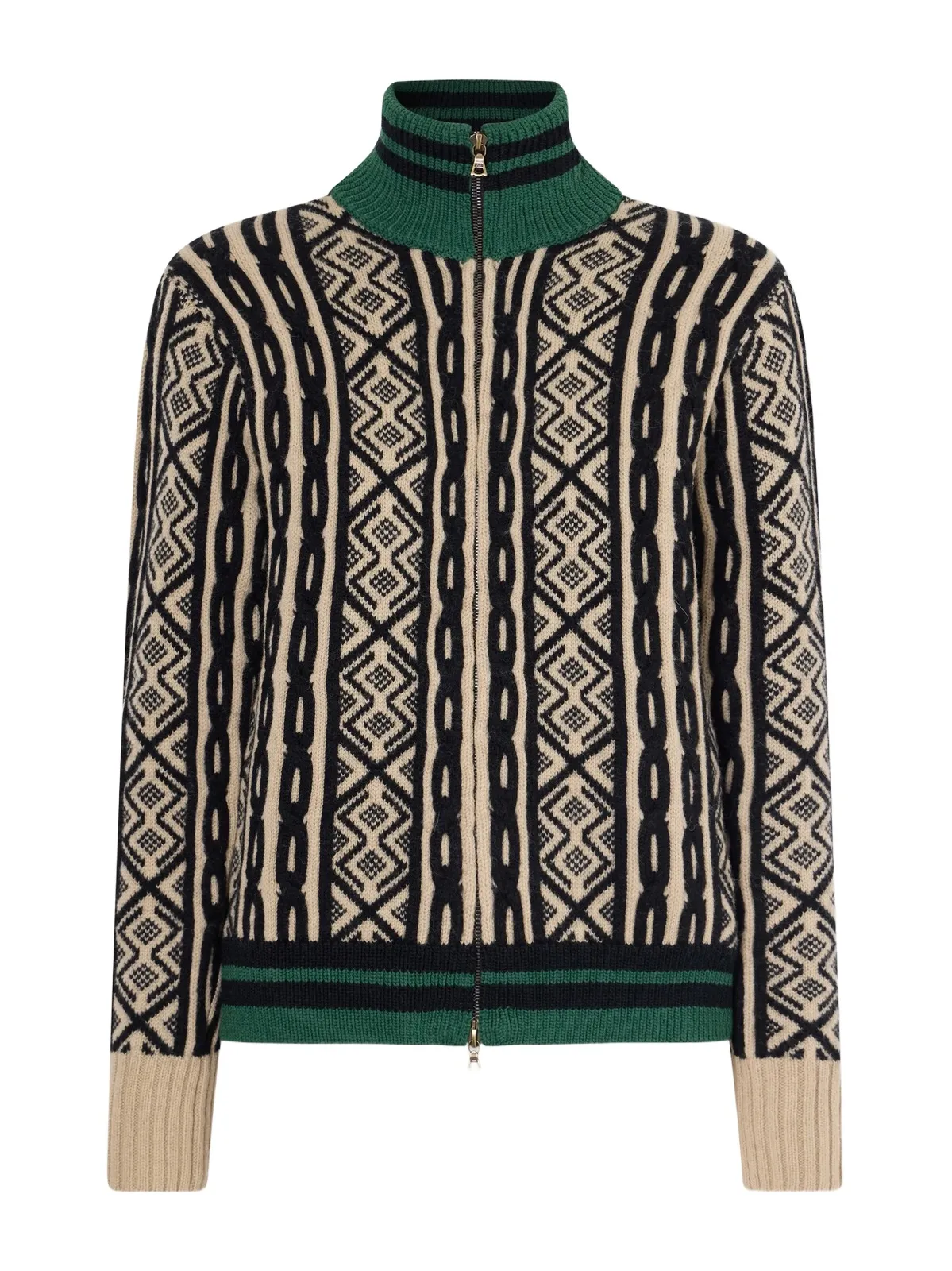 Wool-jacquard Zip-up Cardigan Wool-jacquard Zip-up Cardigan