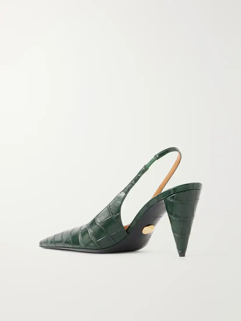 Stella McCartney 80 Croc-effect Vegan Material Slingback Point-toe Pumps | Thumbnail 3 Stella McCartney 80 Croc-effect Vegan Material Slingback Point-toe Pumps | Thumbnail 3