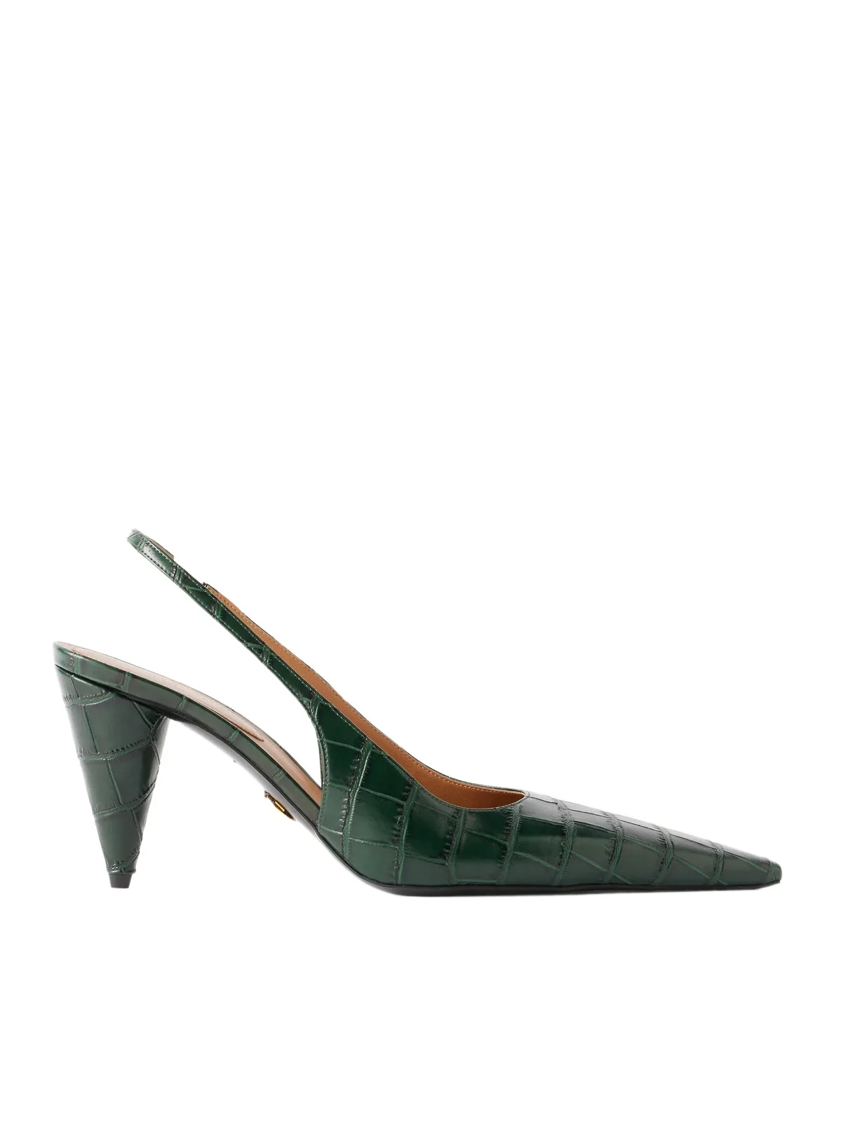 80 Croc-effect Vegan Material Slingback Point-toe Pumps 80 Croc-effect Vegan Material Slingback Point-toe Pumps