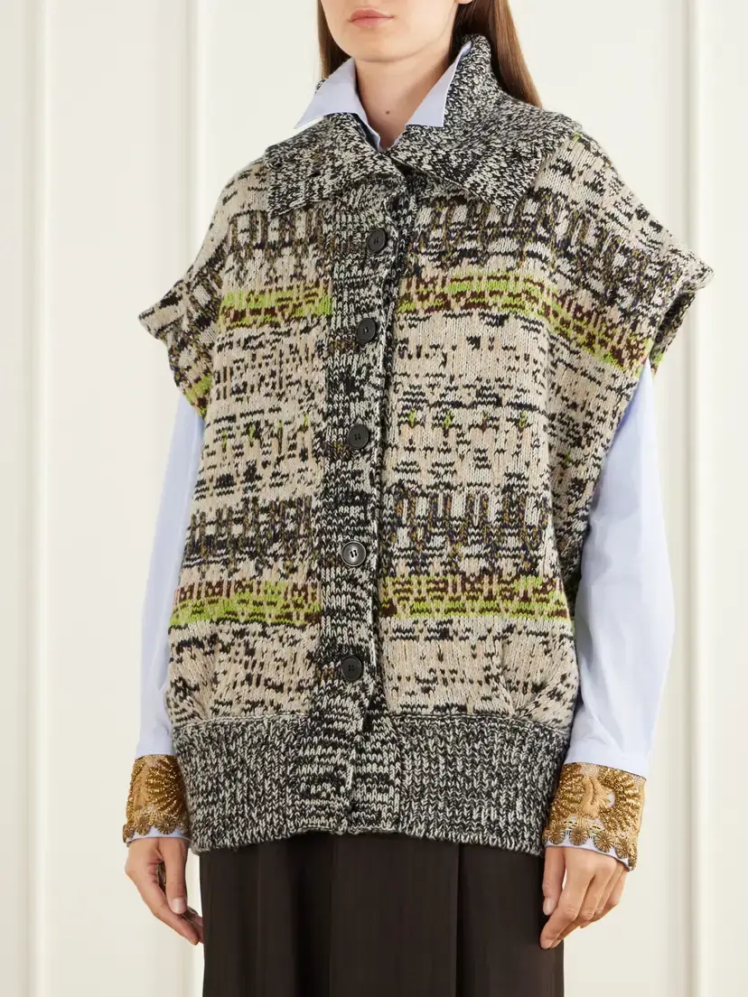 Dries Van Noten Sleeveless Intarsia-knit Wool And Cashmere-blend Vest | Thumbnail 3