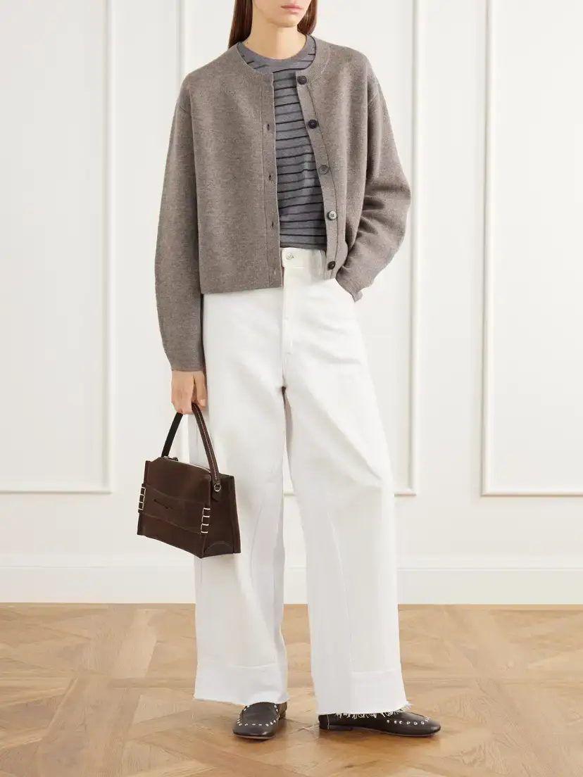 B SIDES Cropped Wool And Cashmere-blend Cardigan - Gray | Thumbnail 2 B SIDES Cropped Wool And Cashmere-blend Cardigan - Gray | Thumbnail 2