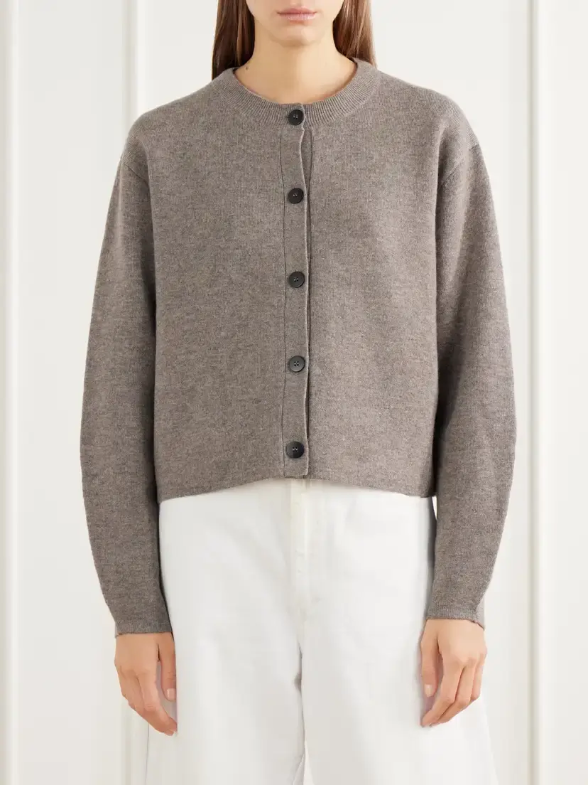 B SIDES Cropped Wool And Cashmere-blend Cardigan - Gray | Thumbnail 3 B SIDES Cropped Wool And Cashmere-blend Cardigan - Gray | Thumbnail 3