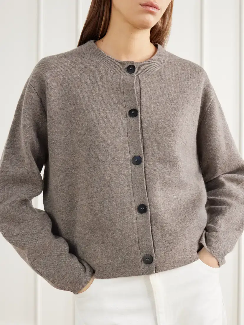 B SIDES Cropped Wool And Cashmere-blend Cardigan - Gray | Thumbnail 5 B SIDES Cropped Wool And Cashmere-blend Cardigan - Gray | Thumbnail 5