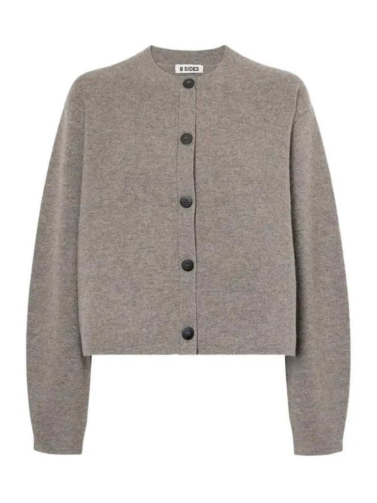 B SIDES Cropped Wool And Cashmere-blend Cardigan - Gray