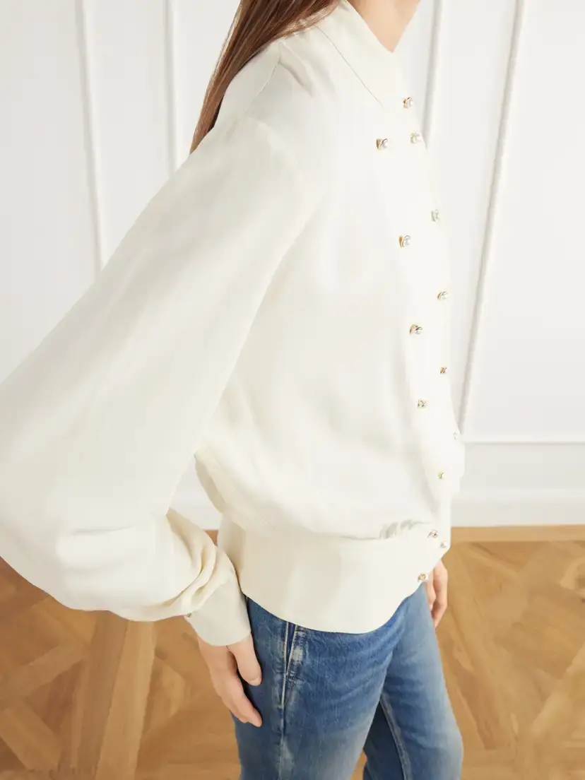 Rabanne Haut Double-breasted Crepe De Chine Blouse | Thumbnail 4 Rabanne Haut Double-breasted Crepe De Chine Blouse | Thumbnail 4