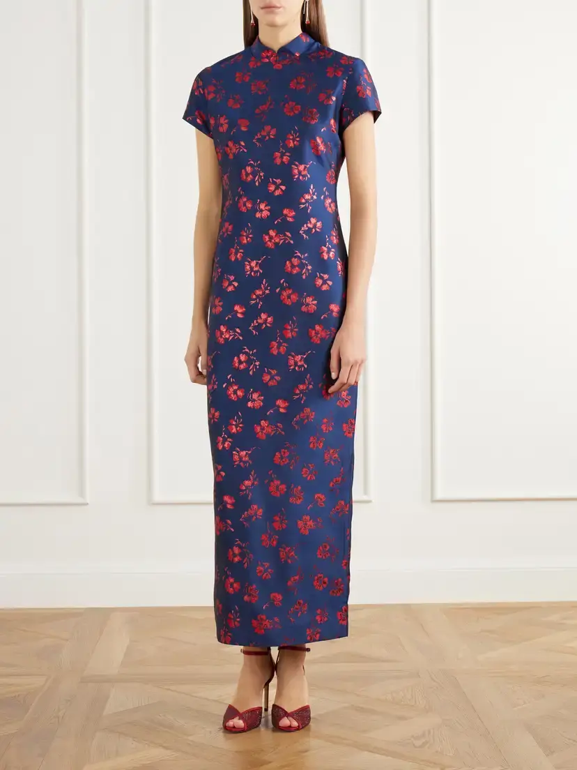 DESTREE Celia Floral-jacquard Taffeta Midi Dress | Thumbnail 3 DESTREE Celia Floral-jacquard Taffeta Midi Dress | Thumbnail 3