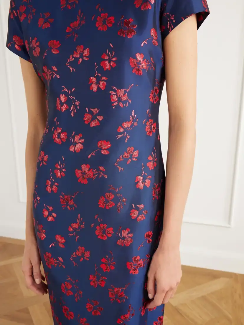 DESTREE Celia Floral-jacquard Taffeta Midi Dress | Thumbnail 5 DESTREE Celia Floral-jacquard Taffeta Midi Dress | Thumbnail 5
