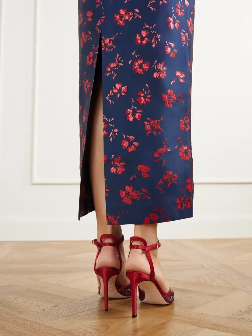 DESTREE Celia Floral-jacquard Taffeta Midi Dress | Thumbnail 6 DESTREE Celia Floral-jacquard Taffeta Midi Dress | Thumbnail 6
