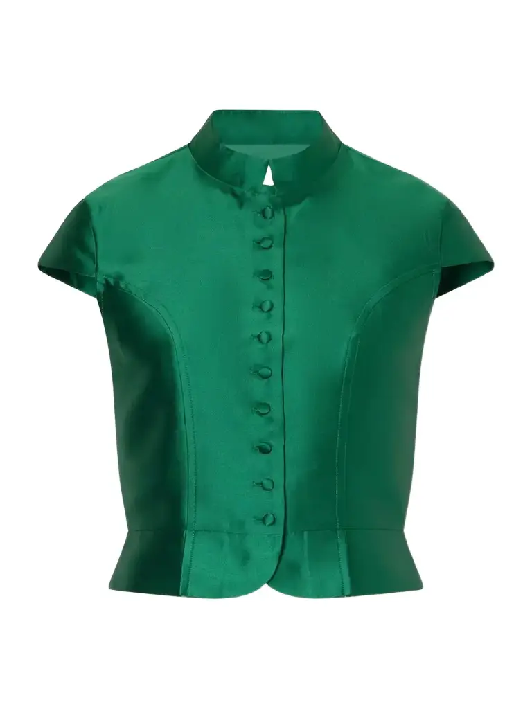 DESTREE Amoako Peplum Paneled Taffeta Blouse