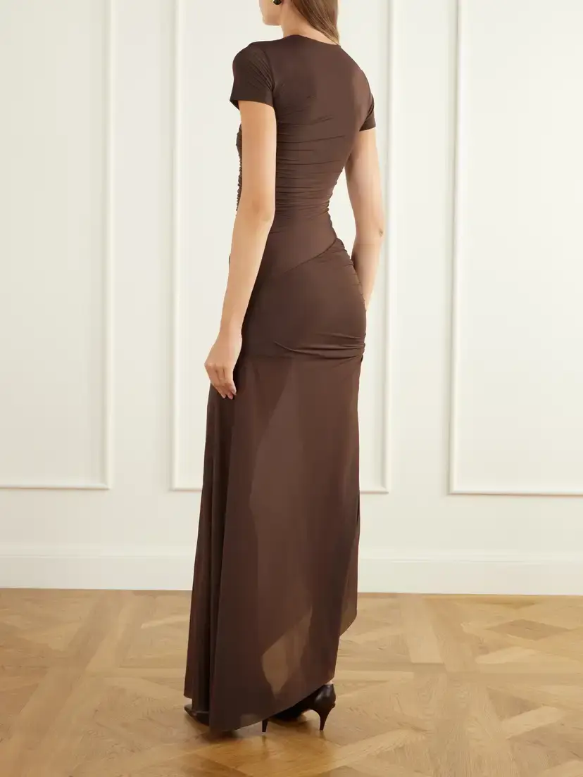 Maygel Coronel Celeste Asymmetric Ruched Cut-out Jersey Midi Dress | Thumbnail 3